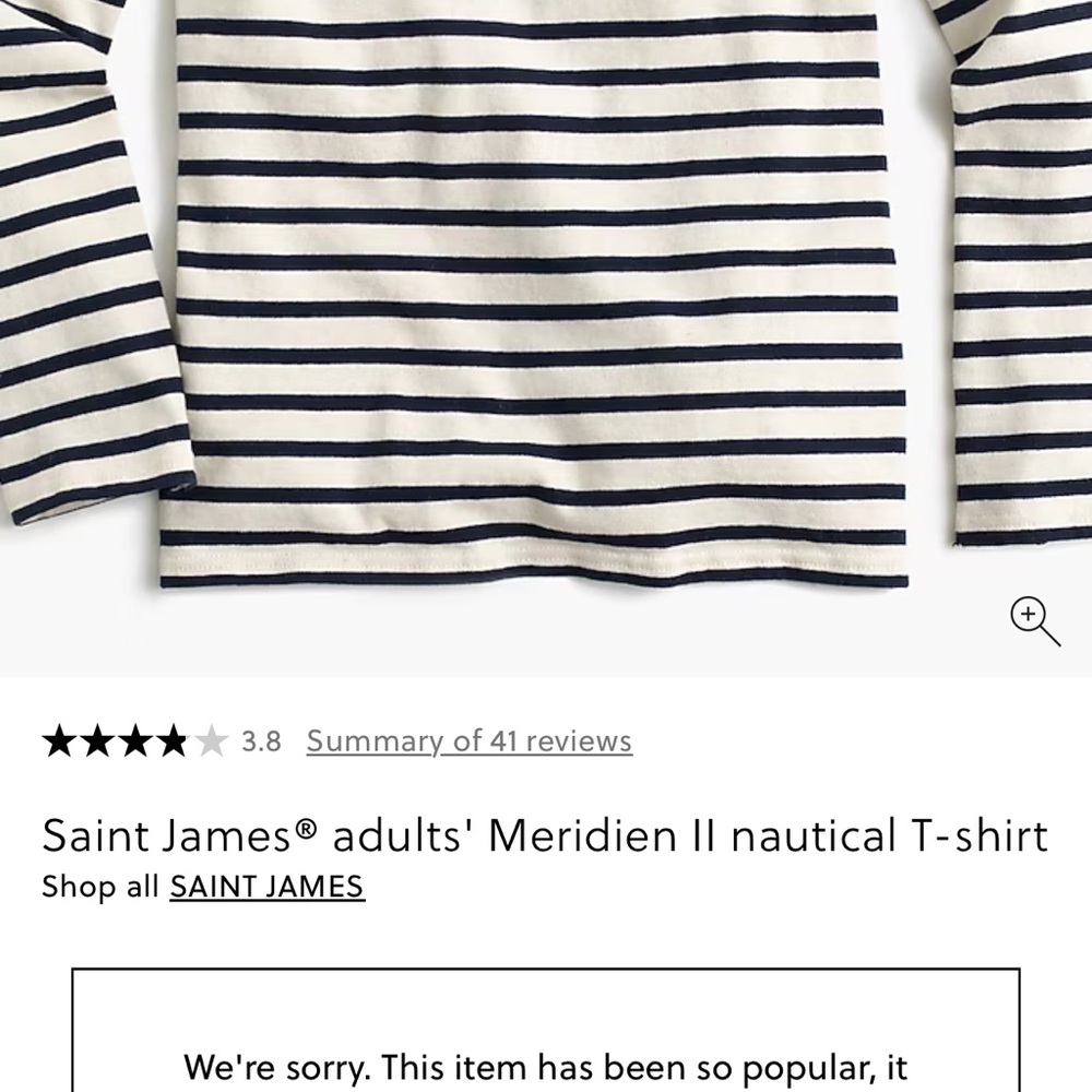 J. Crew Ecru and Marine Striped Top